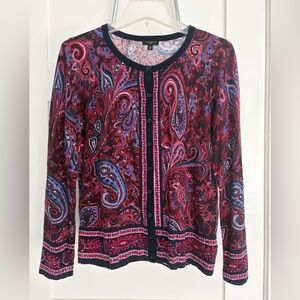 Talbots Multicolor Paisley Cardigan